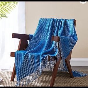 Waffle throw blanket in Sapphire Blue